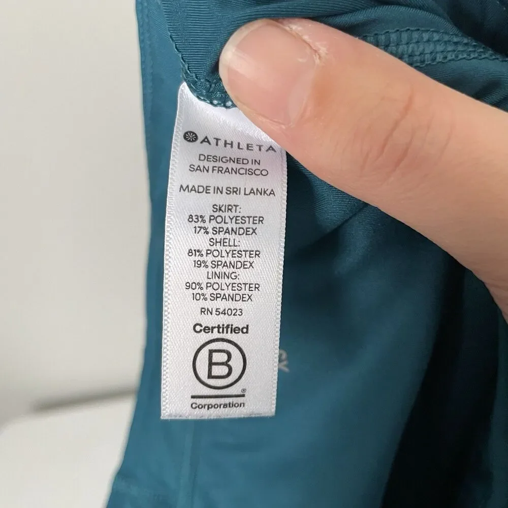 Athleta Momentum Skirt Skort Costal Teal Size Women's XS Ruffle Tennis Athletic